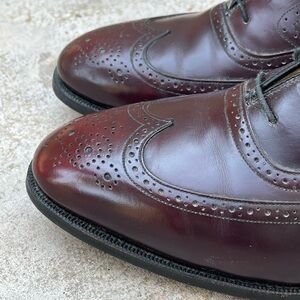 Johnston & Murphy Brogue Wingtip Limited Collection Burgundy Leather Oxfords